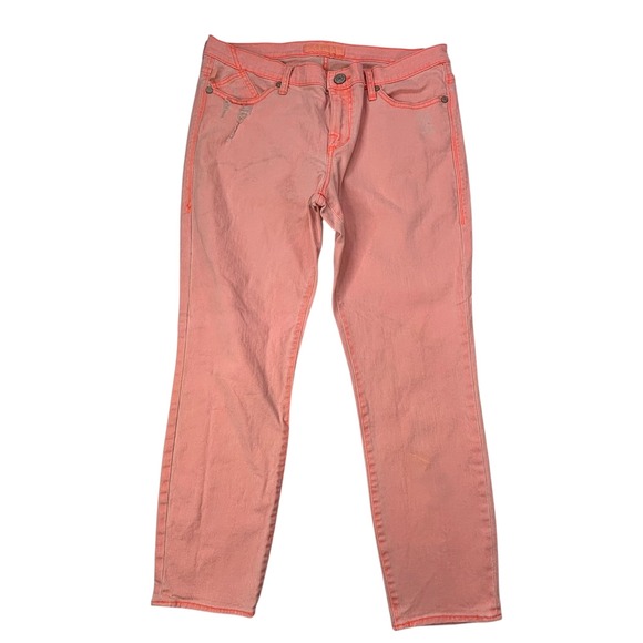 Rock & Republic Womens Size 14 Denim Jeans Distressed Neon Orange 26"Inseam - Picture 1 of 16